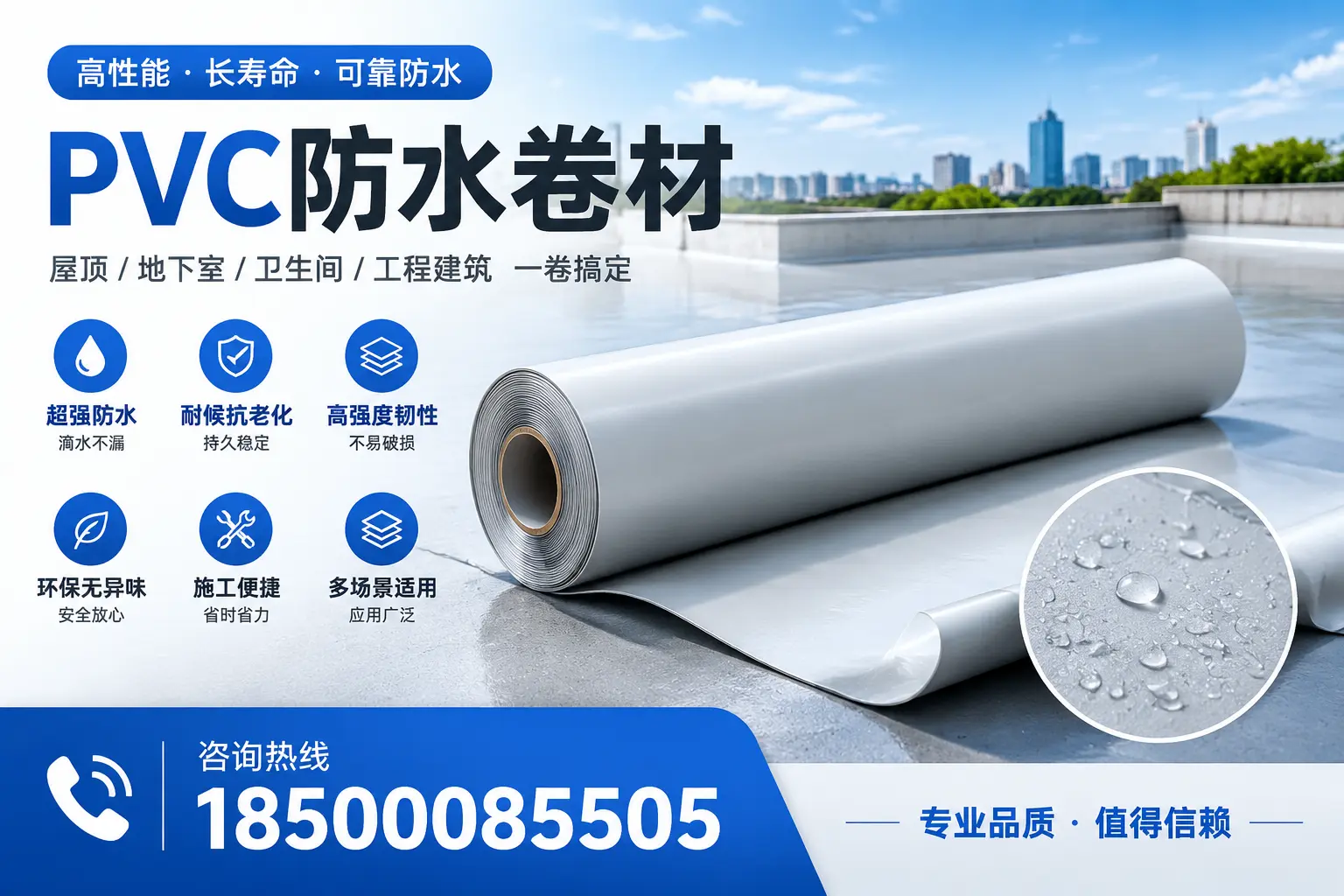PVC防水卷材的防水效果评测，适合定安的科学依据